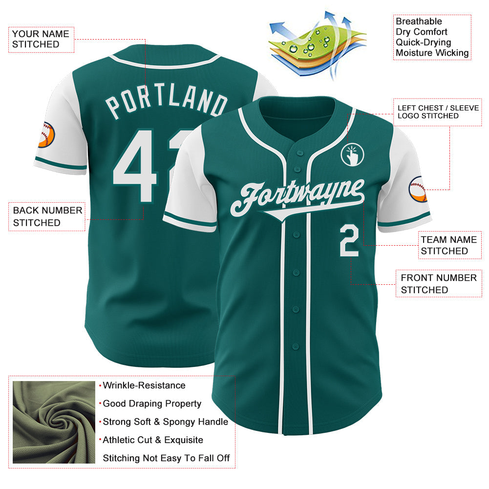Custom Teal White Authentic Two Tone Baseball Jersey - Sky-Custom