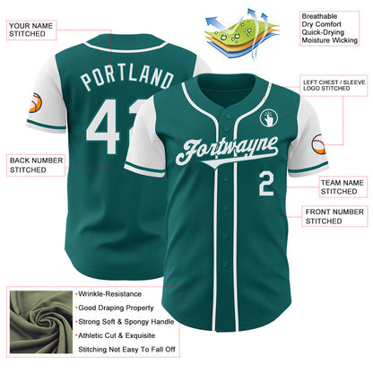 Custom Teal White Authentic Two Tone Baseball Jersey - Sky-Custom