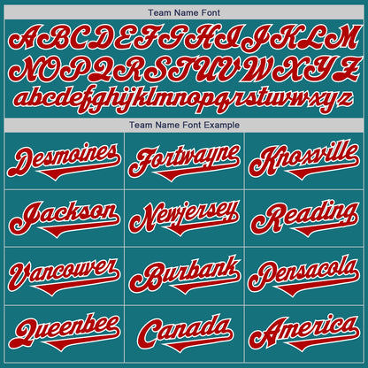 Custom Teal Red-White Authentic Two Tone Baseball Jersey - Sky-Custom