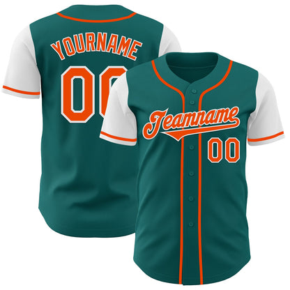 Custom Teal Orange-White Authentic Two Tone Baseball Jersey - Sky-Custom