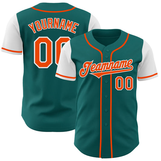 Custom Teal Orange-White Authentic Two Tone Baseball Jersey - Sky-Custom