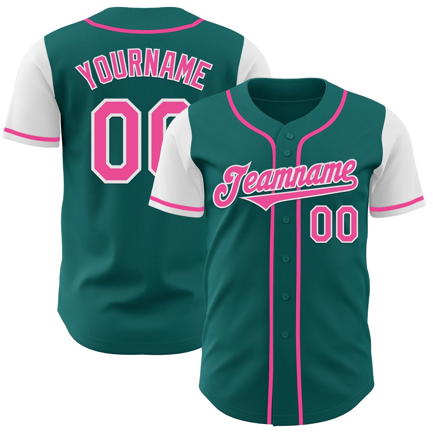Custom Teal Pink-White Authentic Two Tone Baseball Jersey - Sky-Custom