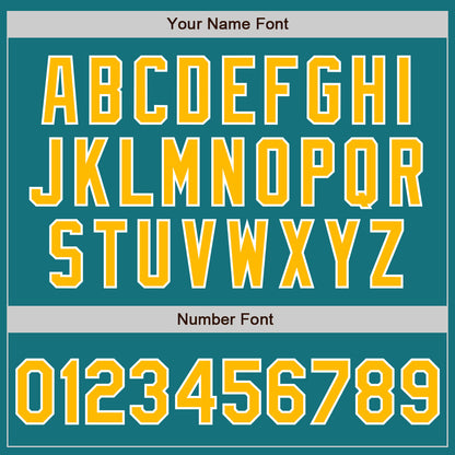 Custom Teal Gold-White Authentic Two Tone Baseball Jersey - Sky-Custom