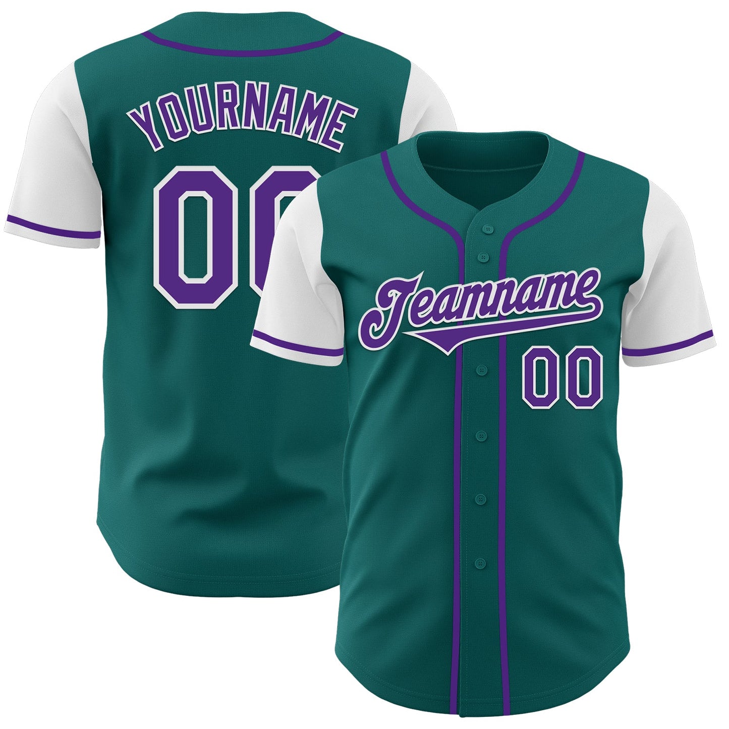 Custom Teal Purple-White Authentic Two Tone Baseball Jersey - Sky-Custom