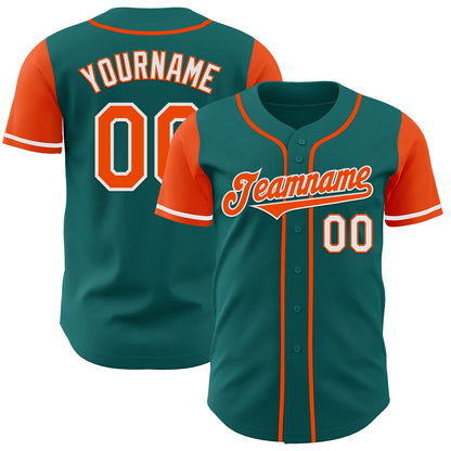 Custom Teal Orange-White Authentic Two Tone Baseball Jersey - Sky-Custom