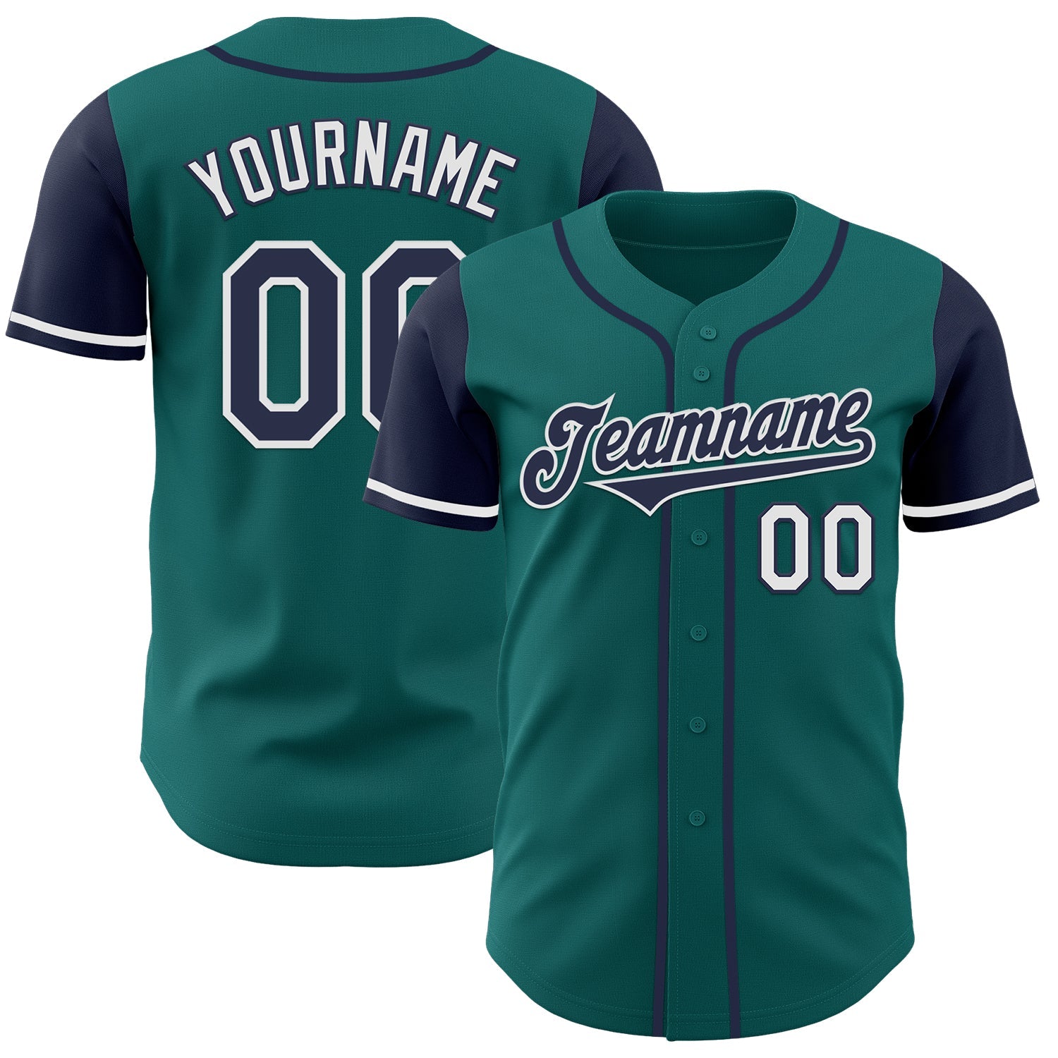 Custom Teal Navy-White Authentic Two Tone Baseball Jersey - Sky-Custom