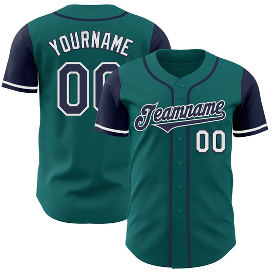 Custom Teal Navy-White Authentic Two Tone Baseball Jersey - Sky-Custom