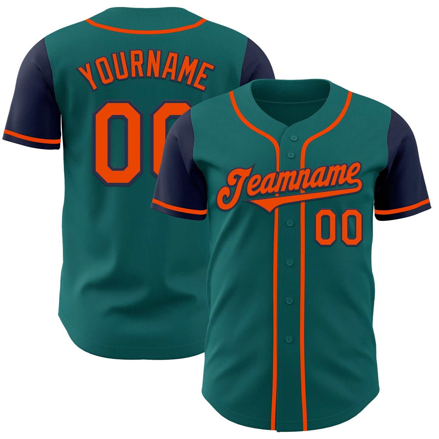 Custom Teal Orange-Navy Authentic Two Tone Baseball Jersey - Sky-Custom