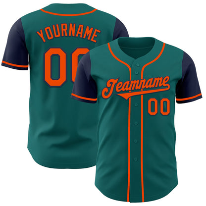 Custom Teal Orange-Navy Authentic Two Tone Baseball Jersey - Sky-Custom