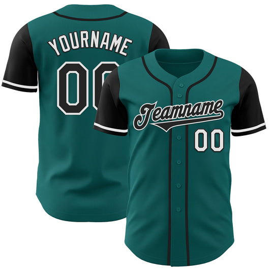 Custom Teal Black-White Authentic Two Tone Baseball Jersey - Sky-Custom