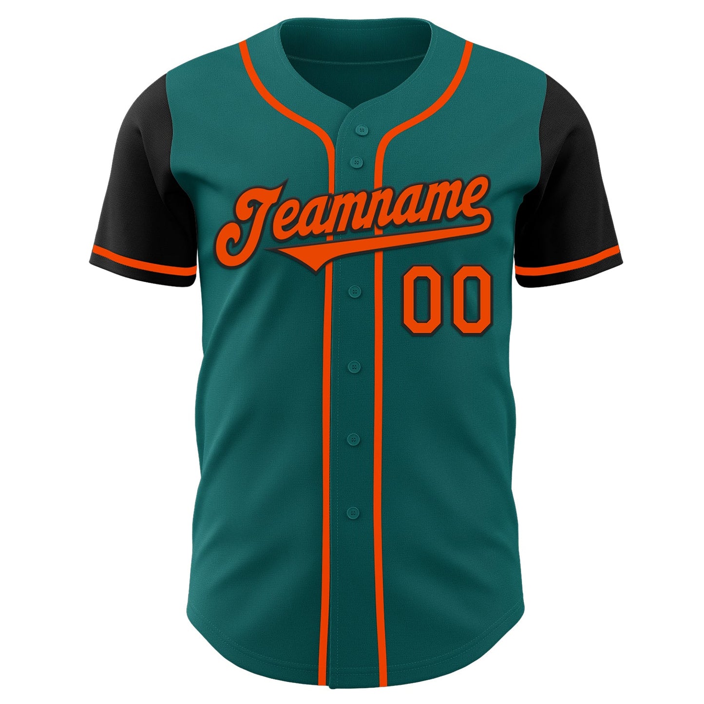 Custom Teal Orange-Black Authentic Two Tone Baseball Jersey - Sky-Custom