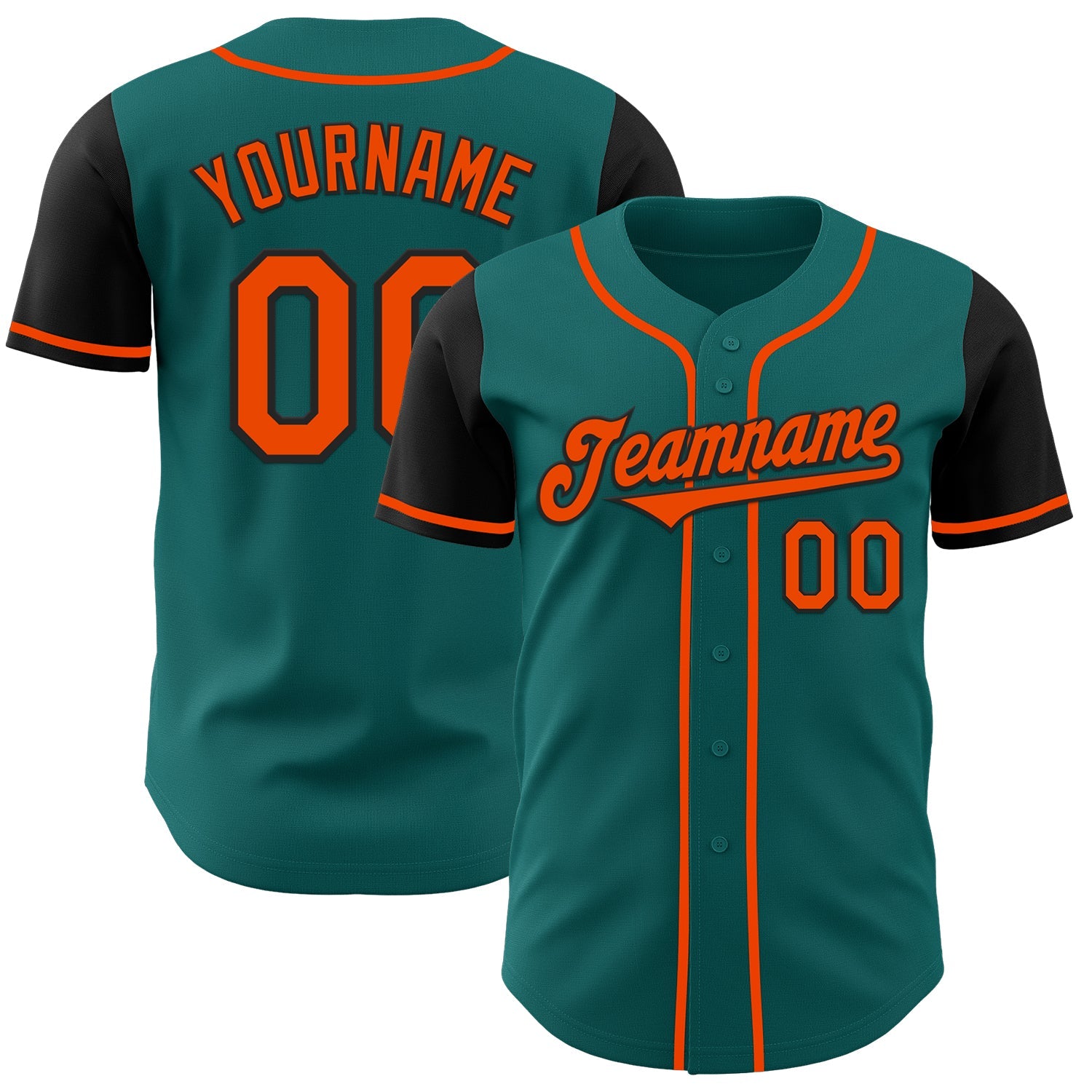 Custom Teal Orange-Black Authentic Two Tone Baseball Jersey - Sky-Custom