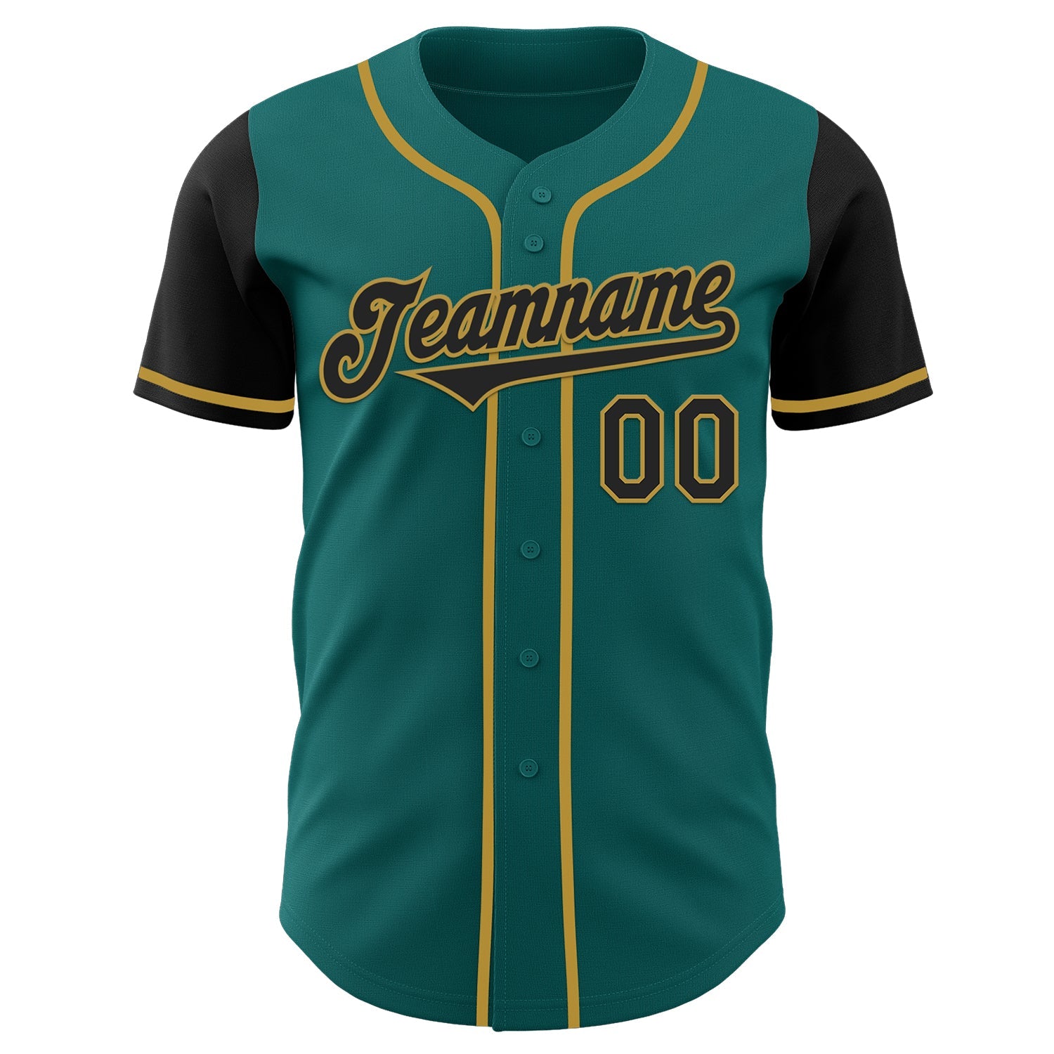Custom Teal Black-Old Gold Authentic Two Tone Baseball Jersey - Sky-Custom