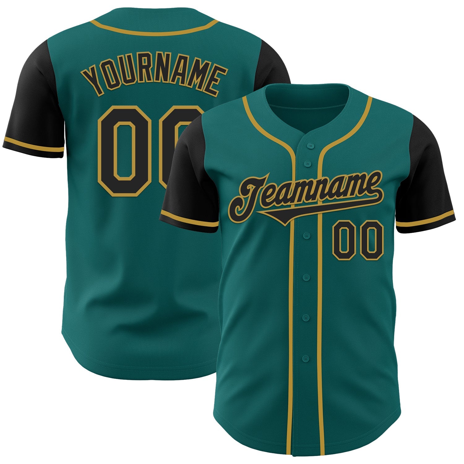 Custom Teal Black-Old Gold Authentic Two Tone Baseball Jersey - Sky-Custom