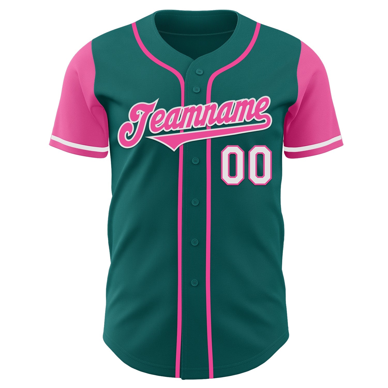 Custom Teal Pink-White Authentic Two Tone Baseball Jersey - Sky-Custom