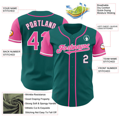 Custom Teal Pink-White Authentic Two Tone Baseball Jersey - Sky-Custom