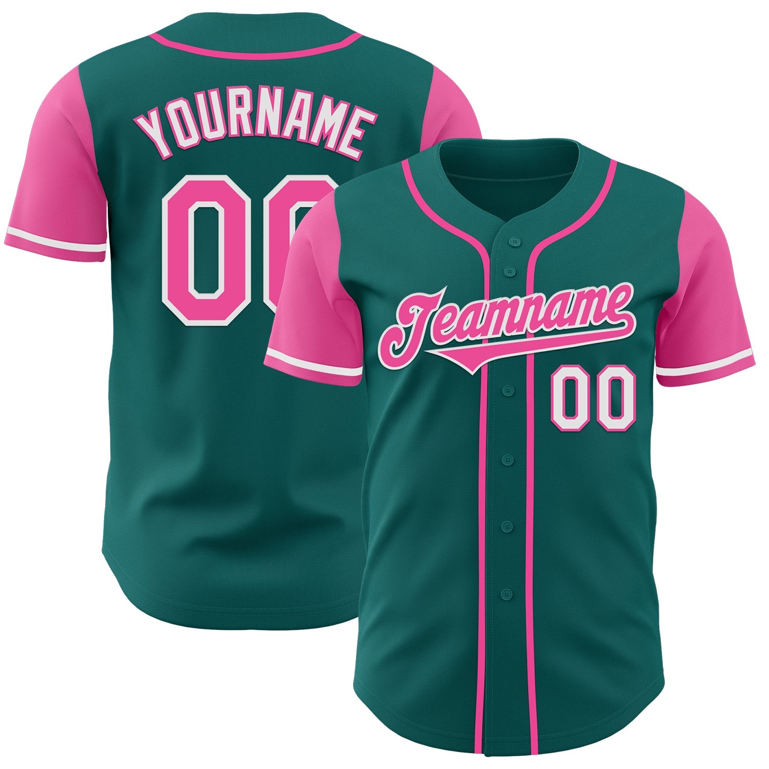 Custom Teal Pink-White Authentic Two Tone Baseball Jersey - Sky-Custom