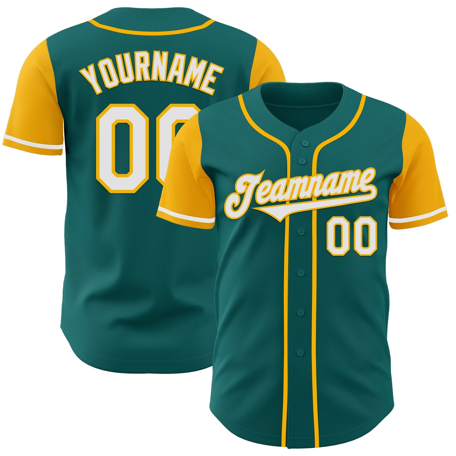 Custom Teal White-Gold Authentic Two Tone Baseball Jersey - Sky-Custom