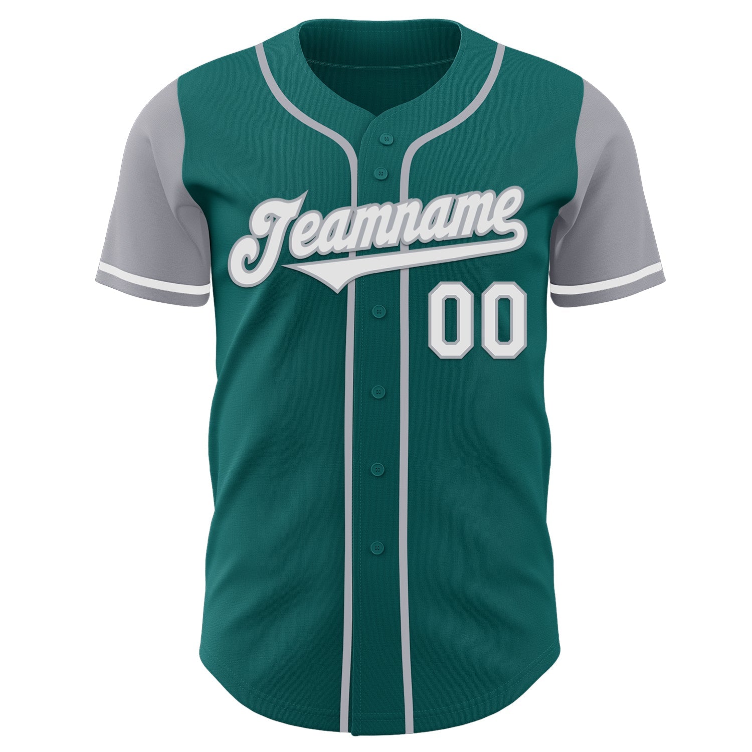 Custom Teal White-Gray Authentic Two Tone Baseball Jersey - Sky-Custom