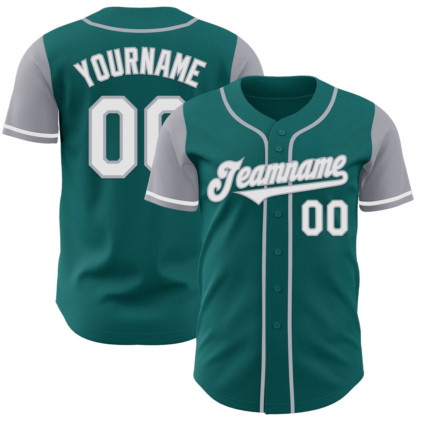 Custom Teal White-Gray Authentic Two Tone Baseball Jersey - Sky-Custom