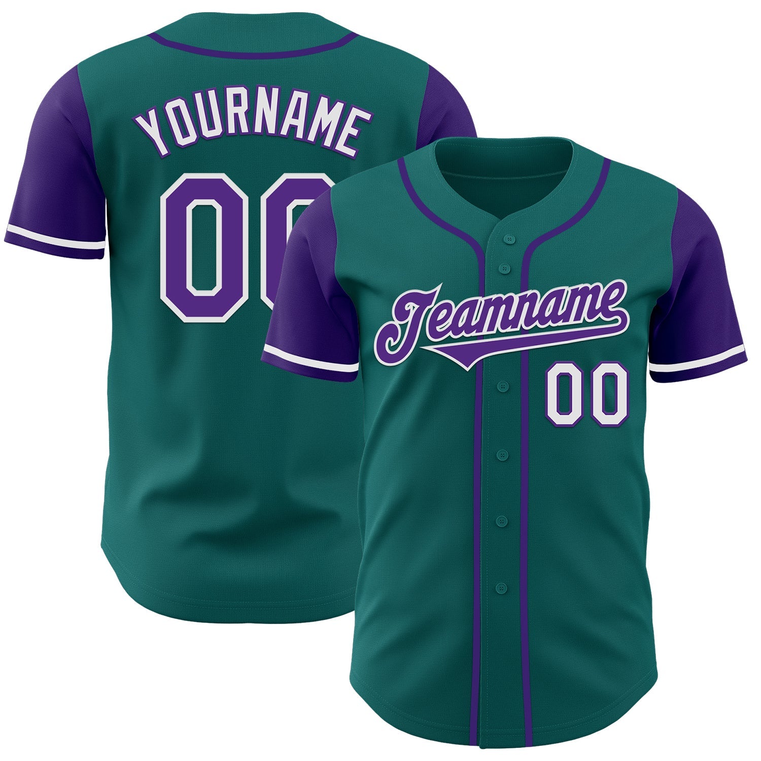 Custom Teal Purple-White Authentic Two Tone Baseball Jersey - Sky-Custom