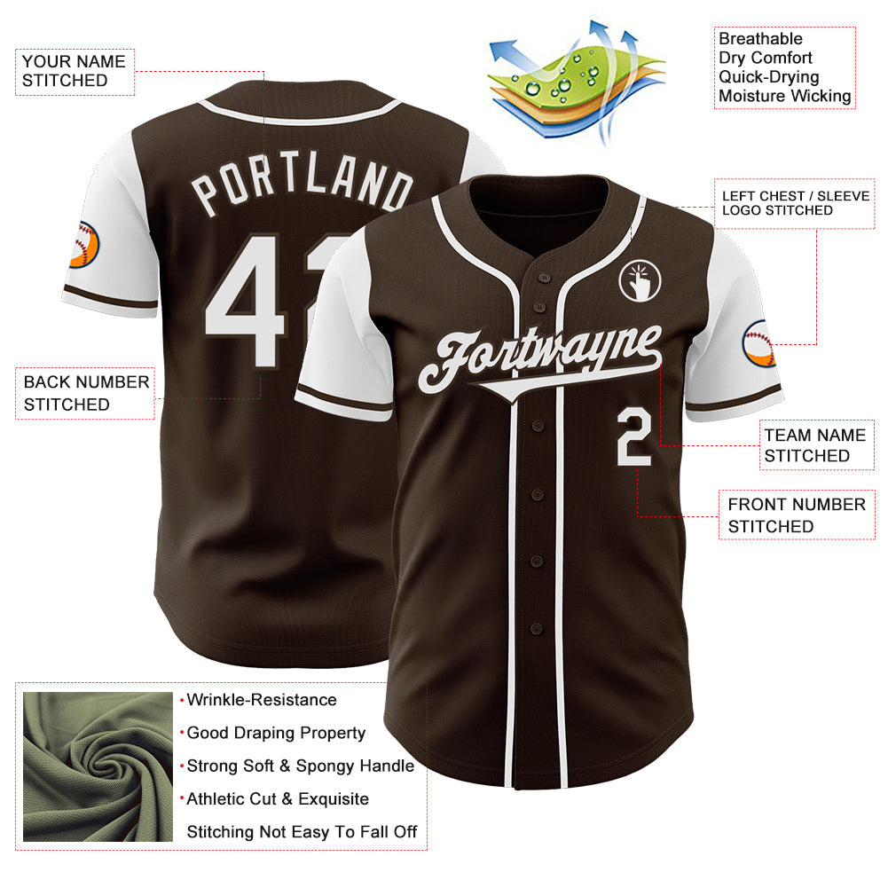 Custom Brown White Authentic Two Tone Baseball Jersey - Sky-Custom