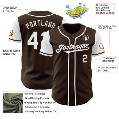 Custom Brown White Authentic Two Tone Baseball Jersey - Sky-Custom
