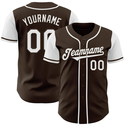 Custom Brown White Authentic Two Tone Baseball Jersey - Sky-Custom