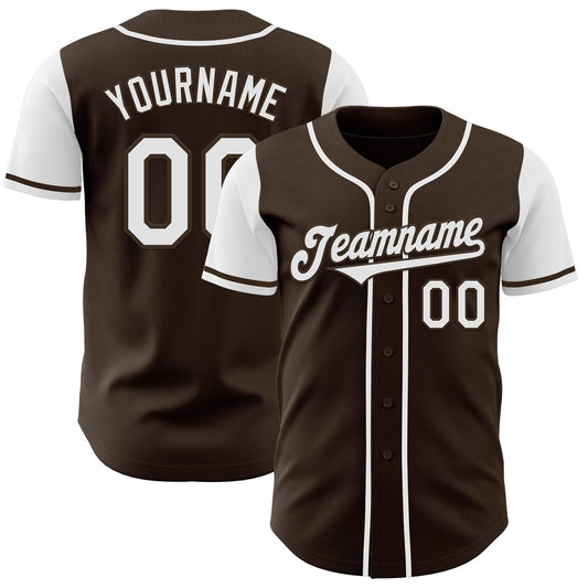 Custom Brown White Authentic Two Tone Baseball Jersey - Sky-Custom
