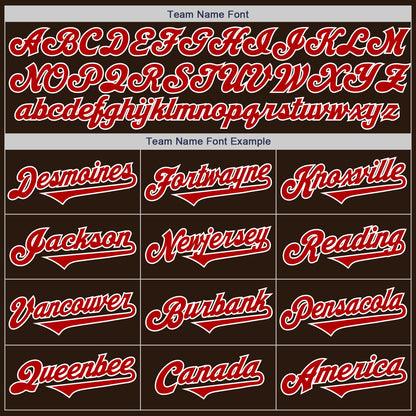 Custom Brown Red-White Authentic Two Tone Baseball Jersey - Sky-Custom