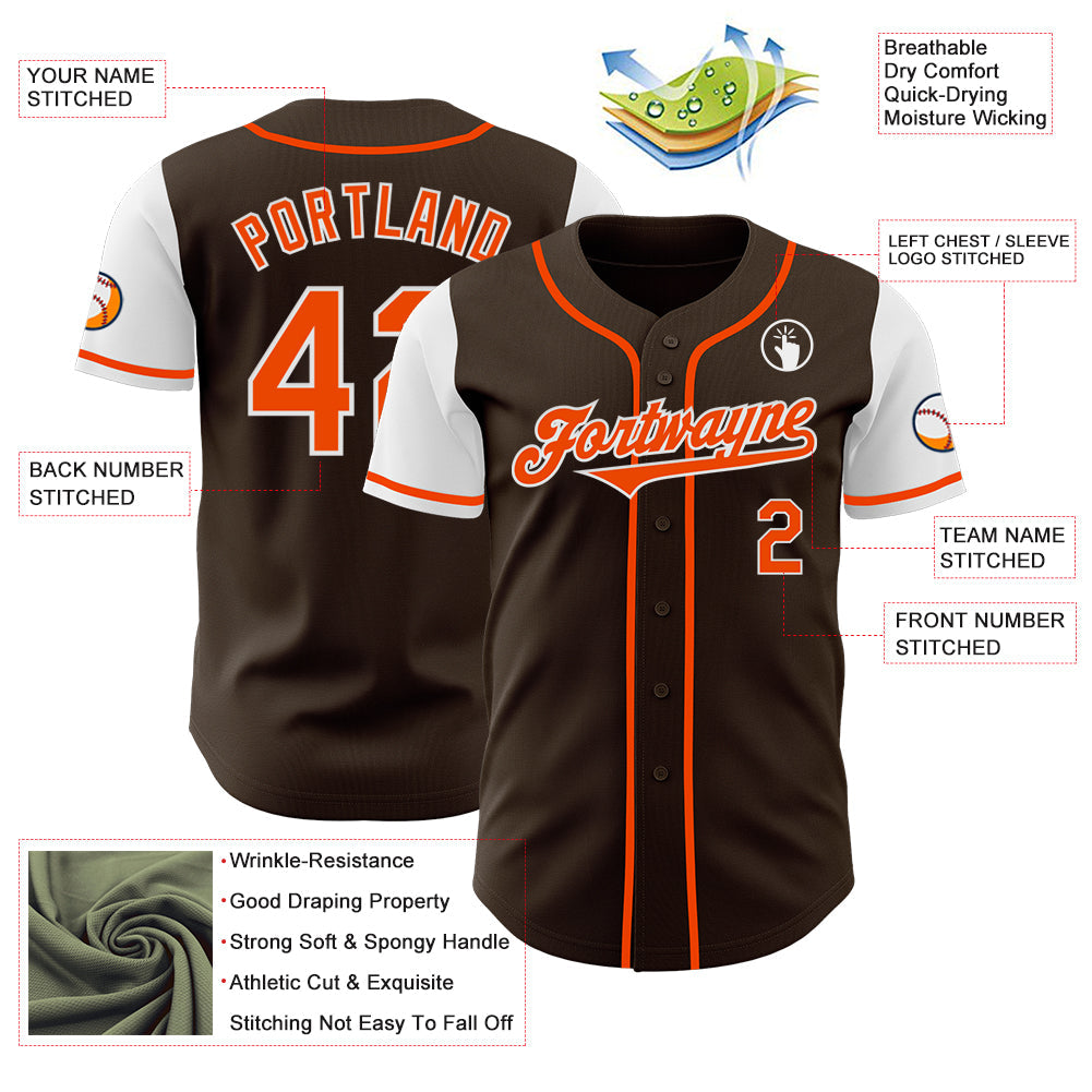 Custom Brown Orange-White Authentic Two Tone Baseball Jersey - Sky-Custom