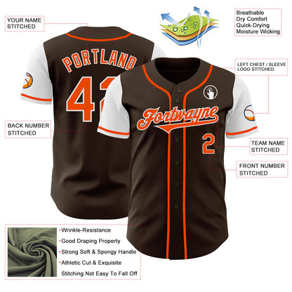Custom Brown Orange-White Authentic Two Tone Baseball Jersey - Sky-Custom