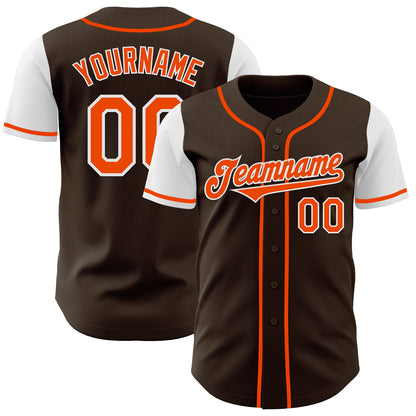Custom Brown Orange-White Authentic Two Tone Baseball Jersey - Sky-Custom