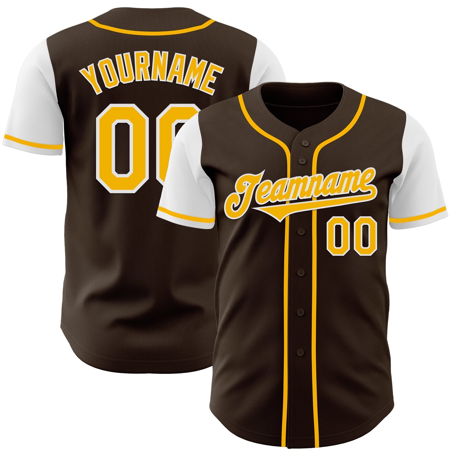 Custom Brown Gold-White Authentic Two Tone Baseball Jersey - Sky-Custom