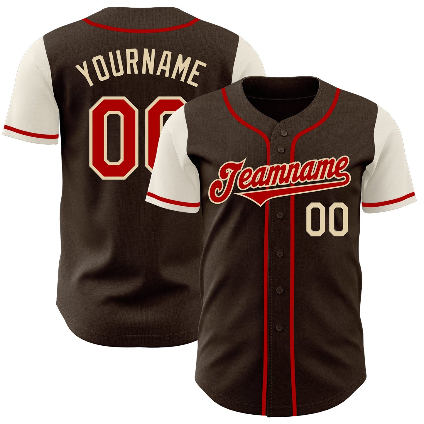 Custom Brown Red-Cream Authentic Two Tone Baseball Jersey - Sky-Custom