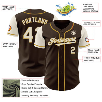 Custom Brown Cream-Old Gold Authentic Two Tone Baseball Jersey - Sky-Custom