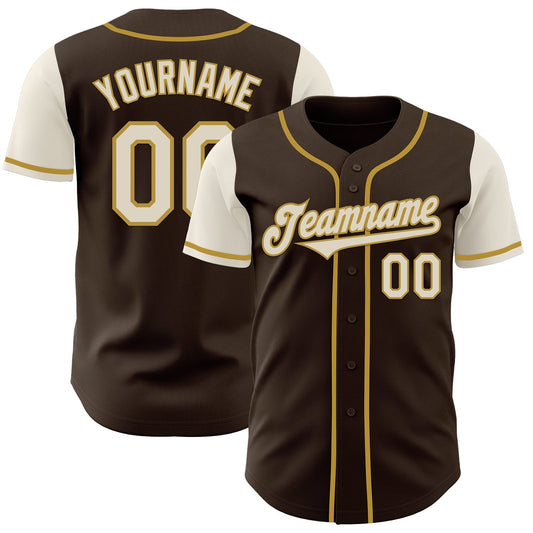 Custom Brown Cream-Old Gold Authentic Two Tone Baseball Jersey - Sky-Custom