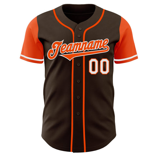Custom Brown Orange-White Authentic Two Tone Baseball Jersey - Sky-Custom