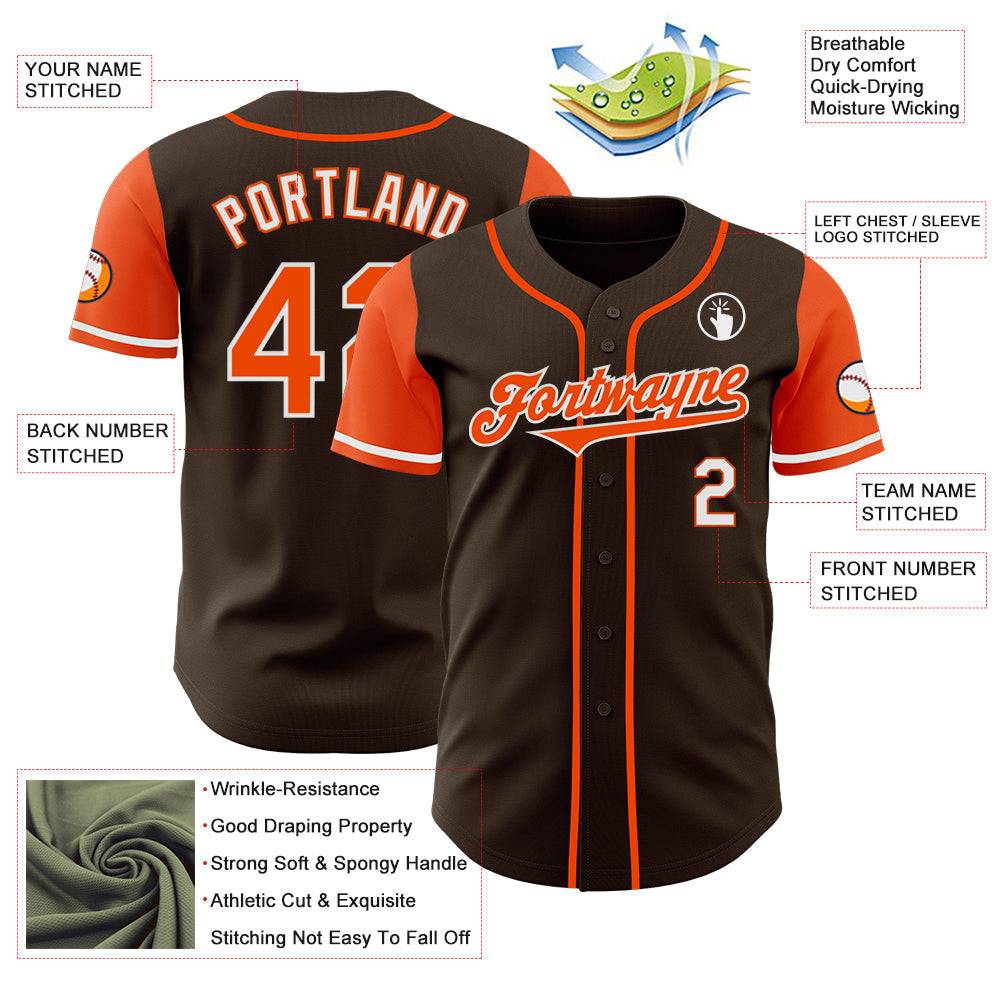 Custom Brown Orange-White Authentic Two Tone Baseball Jersey - Sky-Custom