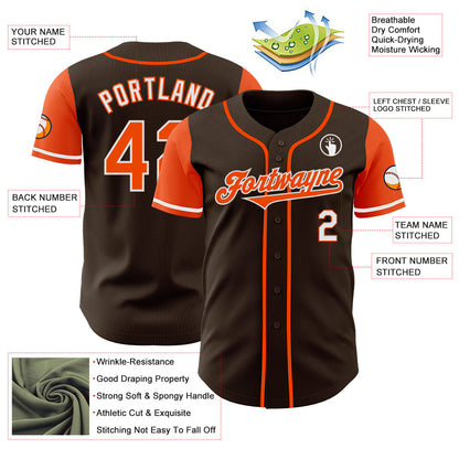 Custom Brown Orange-White Authentic Two Tone Baseball Jersey - Sky-Custom