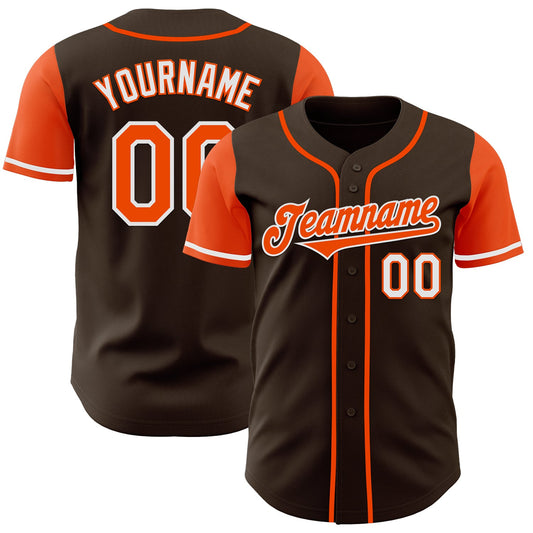 Custom Brown Orange-White Authentic Two Tone Baseball Jersey - Sky-Custom