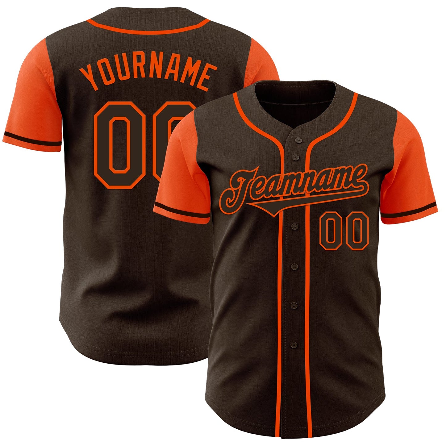 Custom Brown Orange Authentic Two Tone Baseball Jersey - Sky-Custom