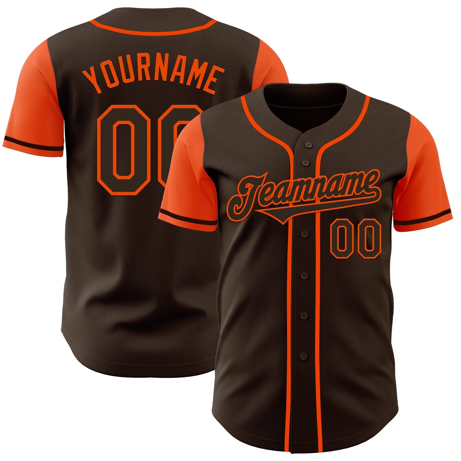 Custom Brown Orange Authentic Two Tone Baseball Jersey - Sky-Custom
