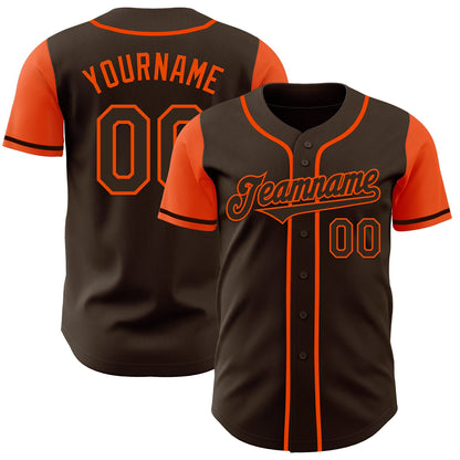 Custom Brown Orange Authentic Two Tone Baseball Jersey - Sky-Custom