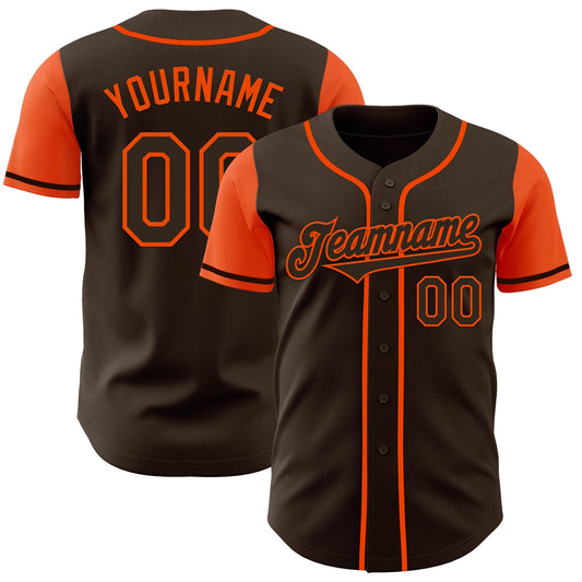 Custom Brown Orange Authentic Two Tone Baseball Jersey - Sky-Custom