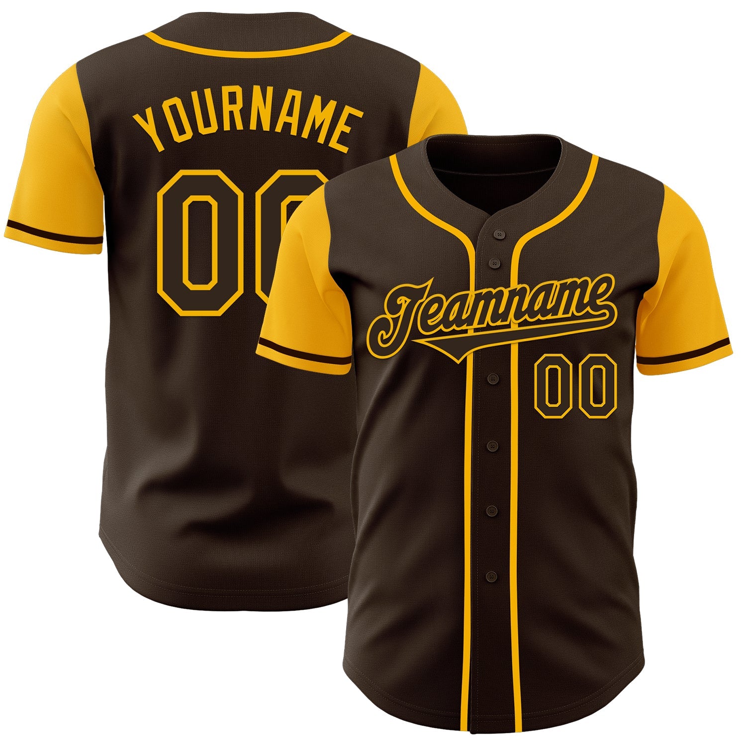 Custom Brown Gold Authentic Two Tone Baseball Jersey - Sky-Custom