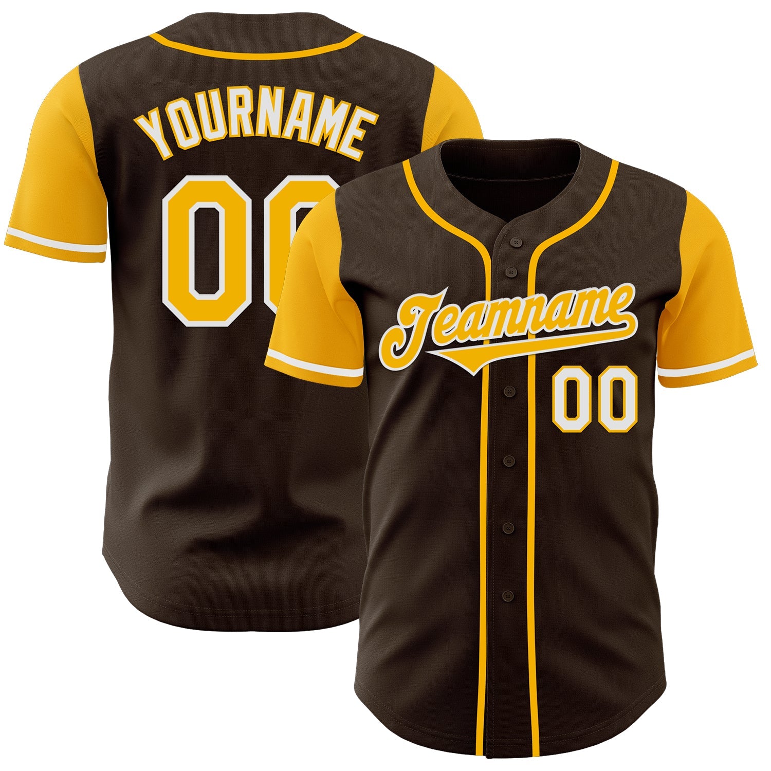 Custom Brown Gold-White Authentic Two Tone Baseball Jersey - Sky-Custom