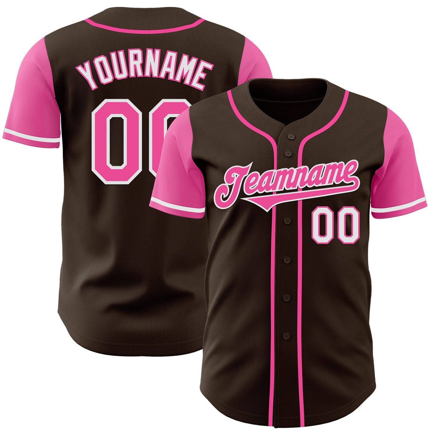 Custom Brown Pink-White Authentic Two Tone Baseball Jersey - Sky-Custom