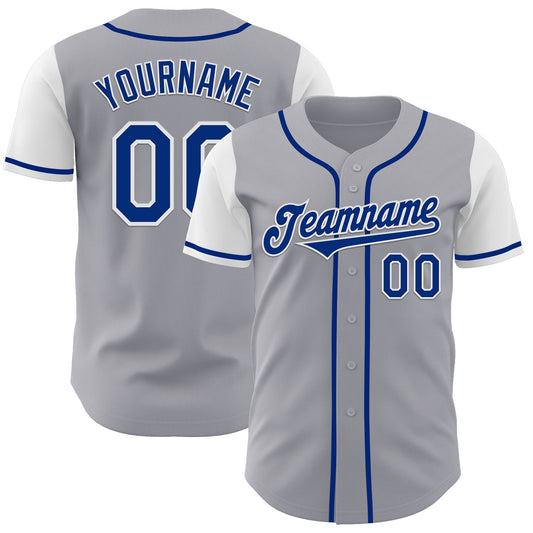 Custom Gray Royal-White Authentic Two Tone Baseball Jersey - Sky-Custom