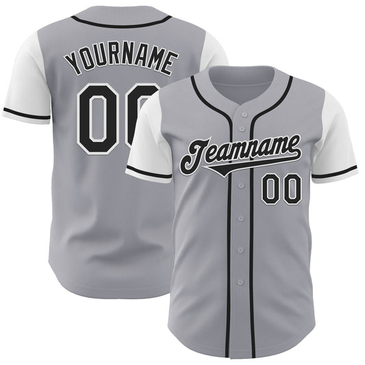 Custom Gray Black-White Authentic Two Tone Baseball Jersey - Sky-Custom